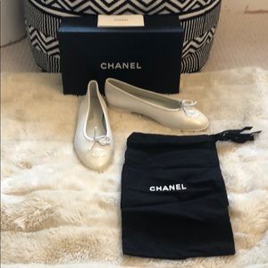 NEW White Chanel flats size 40